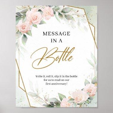 Blush eucalyptus and gold Message in a Bottle Poster