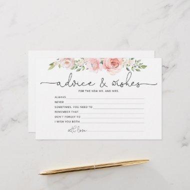 Blush floral advice and wishes bridal shower stationery