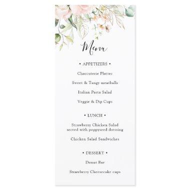 Blush Floral and Greenery Bridal Shower Menu