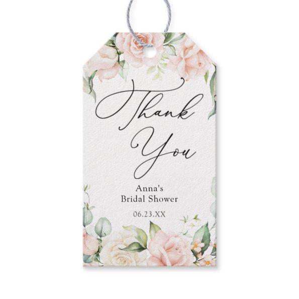 Blush Floral and Greenery Thank You Bridal Shower Gift Tags