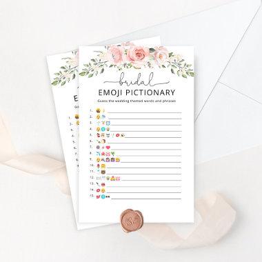 Blush floral bridal emoji pictionary game
