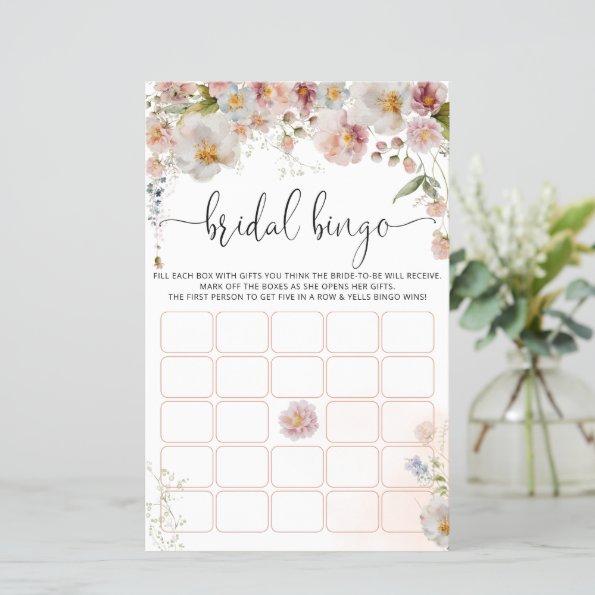 Blush Floral Bridal Shower Bingo Game Invitations
