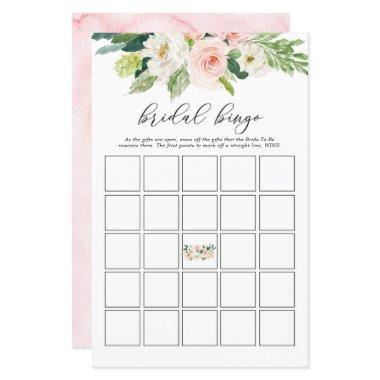 Blush Floral Bridal Shower Bingo Game Invitations