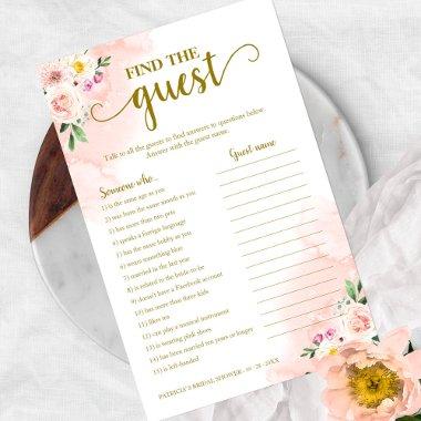Blush Floral  Find The Guest Game Flyer