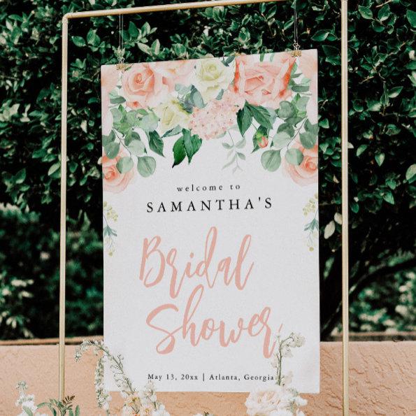Blush Floral Bridal Shower Welcome Sign