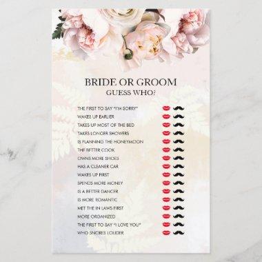 Blush Floral Bride or Groom Shower Game