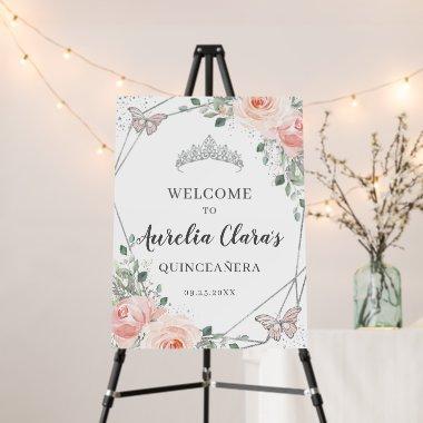 Blush Floral Butterflies Quinceanera Birthday Foam Foam Board