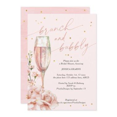 Blush floral chic brunch and bubbly champagne