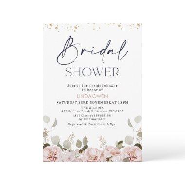 Blush Floral Eucalyptus Bridal Shower Invitations