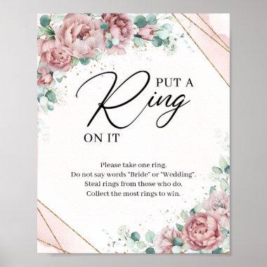 Blush floral eucalyptus gold Put a ring on it Poster