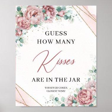 Blush floral eucalyptus Guess how many kisses Pos Poster