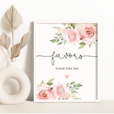 Blush floral Favors please take one Poster