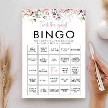Blush Floral Find The Guest Bingo Game