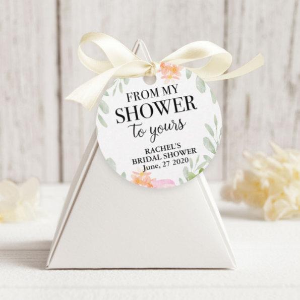 Blush Floral From my shower to yours bridal shower Favor Tags