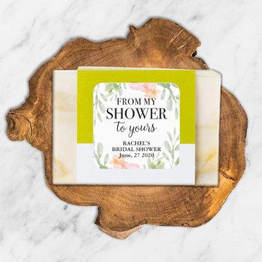 Blush Floral From my shower to yours bridal shower Square Sticker