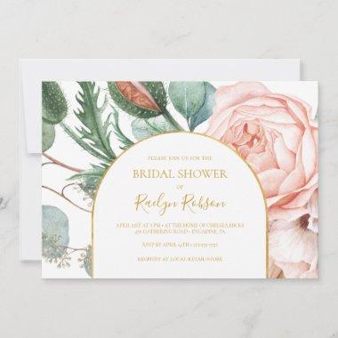 Blush Floral Garden | Horizontal Bridal Shower Invitations