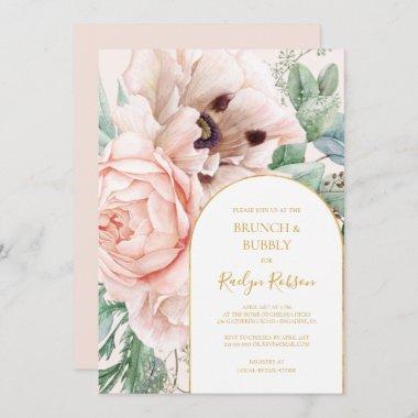 Blush Floral Garden | Pastel Brunch and Bubbly Invitations