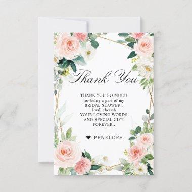 Blush Floral Geometric Botanical Bridal Shower Thank You Invitations
