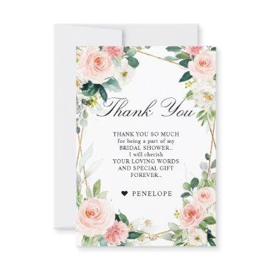 Blush Floral Geometric Botanical Bridal Shower Thank You Invitations