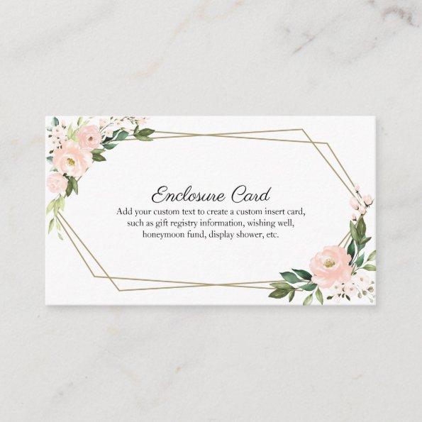 Blush Floral Geometric Bridal Shower Custom Enclosure Invitations