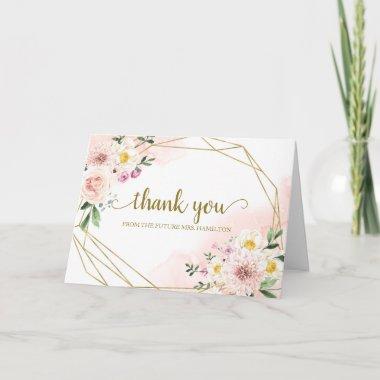 Blush Floral Geometric Bridal Shower Thank You Invitations