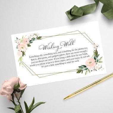 Blush Floral Geometric Bridal Shower Wishing Well Enclosure Invitations