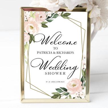 Blush Floral Geometric Wedding Shower Welcome Sign