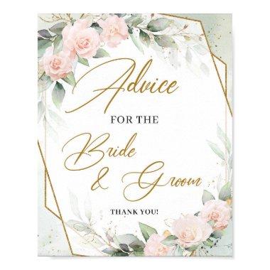 Blush floral gold Advice for the bride and groom Poster