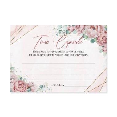 Blush floral gold eucalyptus Time Capsule Invitations