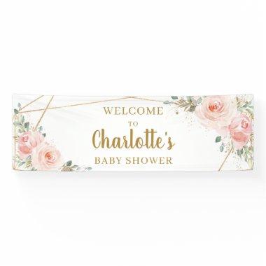 Blush Floral Gold Geometric Baby Shower Backdrop Banner