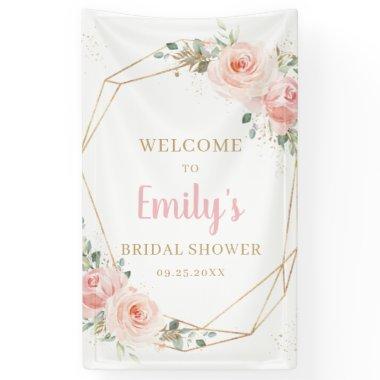 Blush Floral Gold Geometric  Backdrop Banner