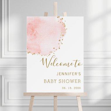 Blush Floral Gold Girl Baby Shower Welcome Foam Board