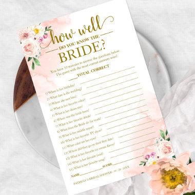 Blush Floral Gold How Well Do You Know The Bride Flyer