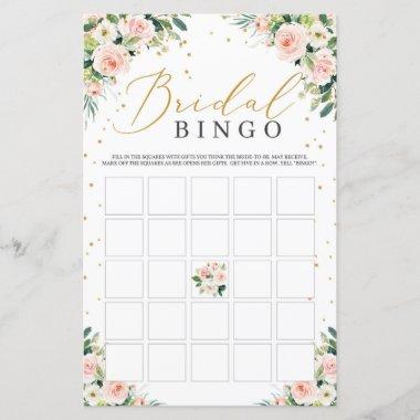 Blush floral green bridal shower bingo game Invitations