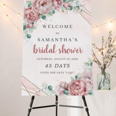 Blush floral greenery bridal shower countdown sign
