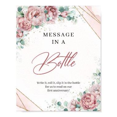 Blush floral greenery gold Message in a Bottle Poster