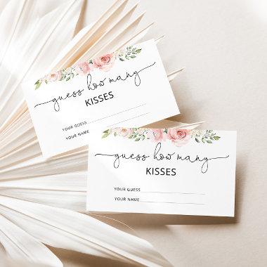Blush floral guess how many kisses bridal game enclosure Invitations