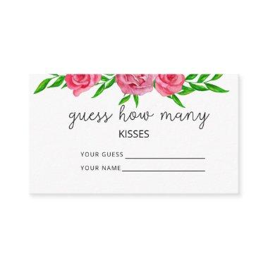 Blush floral guess how many kisses bridal game enclosure