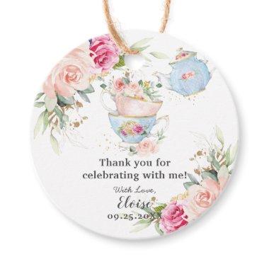 Blush Floral High Tea Party Baby Bridal Birthday Favor Tags