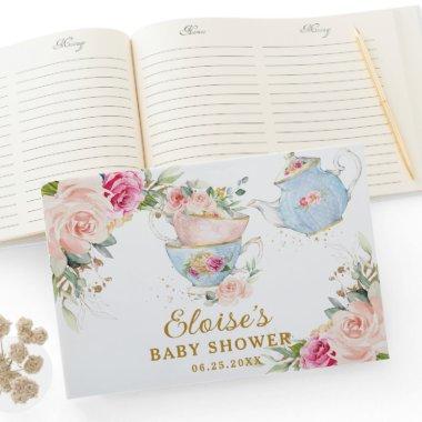 Blush Floral High Tea Party Baby Bridal Shower Guest Book