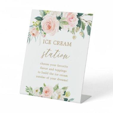 Blush Floral Ice Cream Bar Dessert Table Sign