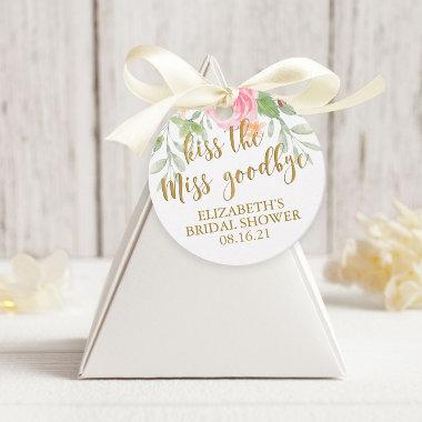 Blush Floral Kiss the Miss Goodbye Favor Tags