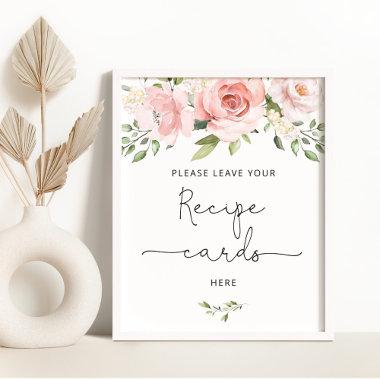 Blush floral leave your recipe Invitations here poster
