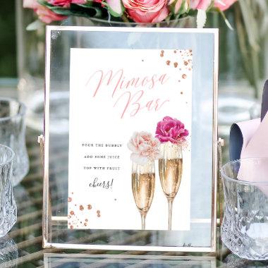 Blush Floral Mimosa Bar Bridal Shower Table Sign