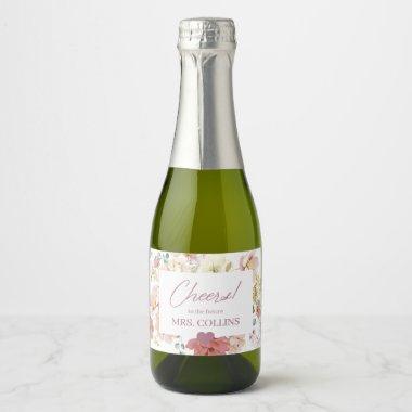 Blush Floral Mini Champagne Bottle Label