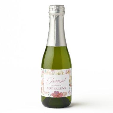 Blush Floral Mini Champagne Bottle Label