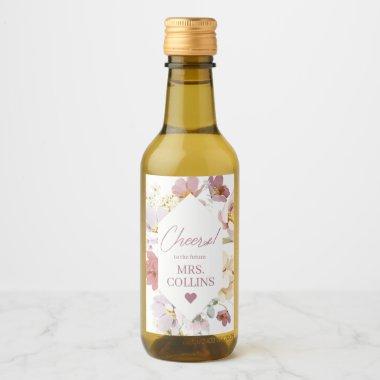 Blush Floral Mini Wine Bottle Label