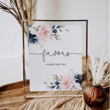 Blush floral navy Favors please take one Poster