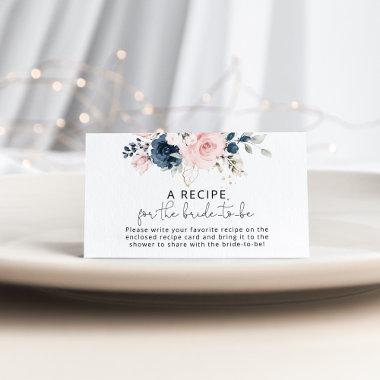 Blush floral navy Recipe for the bride to be Enclosure Invitations