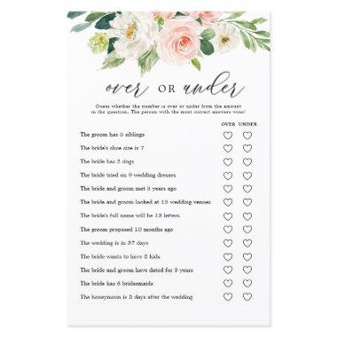 Blush Floral Over or Under Bridal Shower Game Invitations